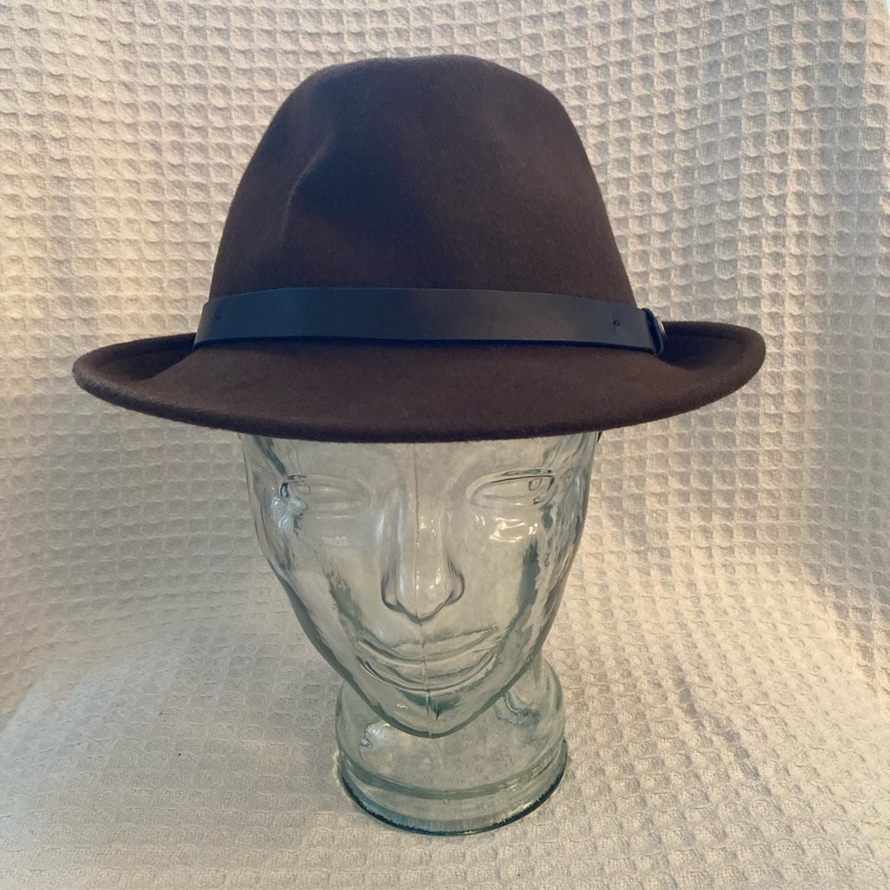 Robert Graham Brown Wool Fedora Hat With Silk Printed Lining Large